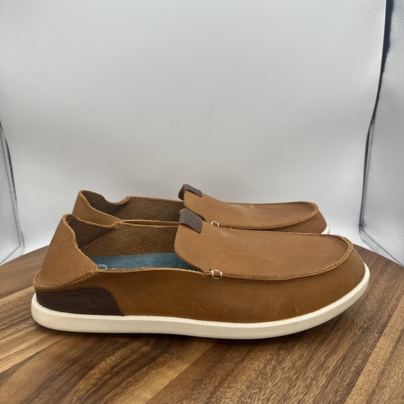 Olukai Nalukai Slip On Shoes Brown Loafers Comfort Preppy Leather Men\'s 8 main image 5